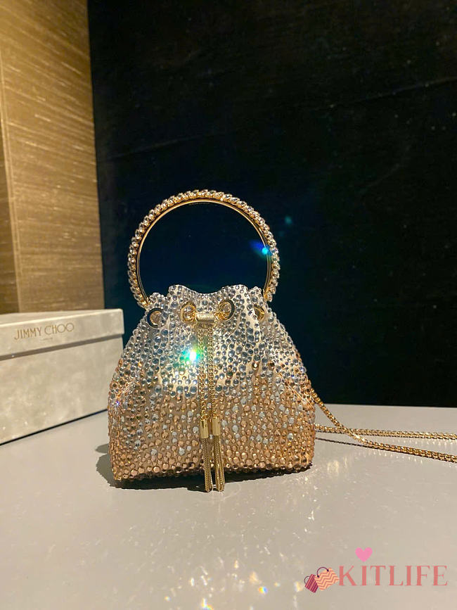 Kitlife Jimmy Choo Bon Bon With Gold & Silver Gradient Crystals 16x15x9.5cm - 1