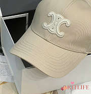 Kitlife Celine Triomphe Baseball Cap in Light Beige Cotton  - 3