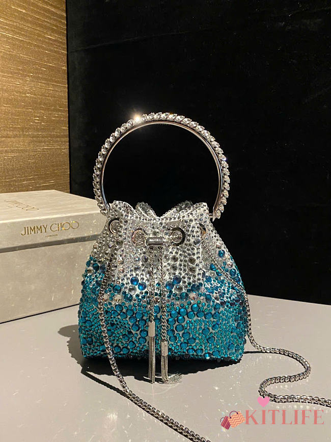 Kitlife Jimmy Choo Bon Bon With Silver & Blue Gradient Crystals 16x15x9.5cm  - 1