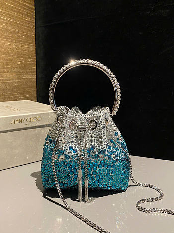 Kitlife Jimmy Choo Bon Bon With Silver & Blue Gradient Crystals 16x15x9.5cm 
