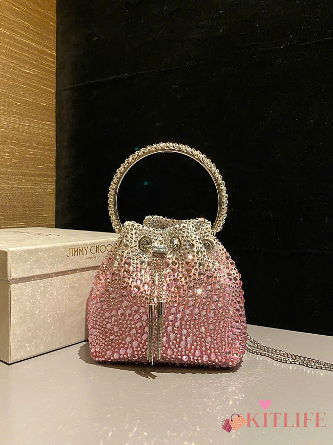 Kitlife Jimmy Choo Bon Bon With Silver & Pink Gradient Crystals 16x15x9.5cm  - 1