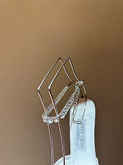 Kitlife Jimmy Choo Lace Rhinestone Chain Open Back Pointed Toe High-Heeled Sandals White 100mm - 2