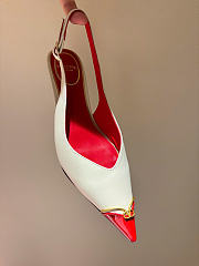 Kitlife Valentino Garavani Leather Heartip Slingback Pumps 35mm White & Red  - 6
