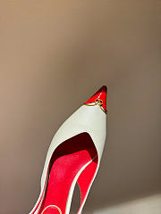Kitlife Valentino Garavani Leather Heartip Slingback Pumps 35mm White & Red  - 2