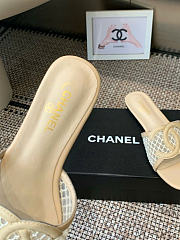 Kitlife Chanel CC Logo Mesh Slippers Beige  - 4