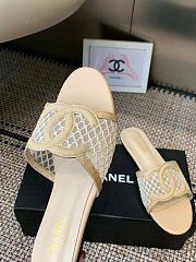 Kitlife Chanel CC Logo Mesh Slippers Beige  - 6