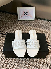 Kitlife Chanel CC Logo Mesh Slippers White - 1