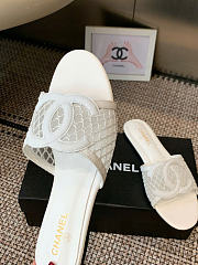 Kitlife Chanel CC Logo Mesh Slippers White - 3