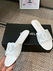Kitlife Chanel CC Logo Mesh Slippers White - 2