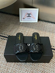 Kitlife Chanel CC Logo Mesh Slippers Black - 1