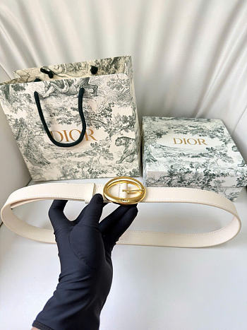 Kitlife Dior Légende Belt Cream Smooth Calfskin 25mm Gold Hardware 