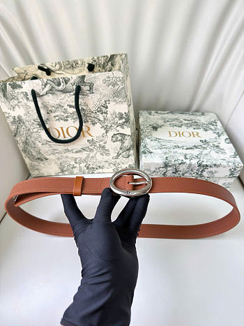 Kitlife Dior Légende Belt Brown Smooth Calfskin 25mm Silver Hardware 