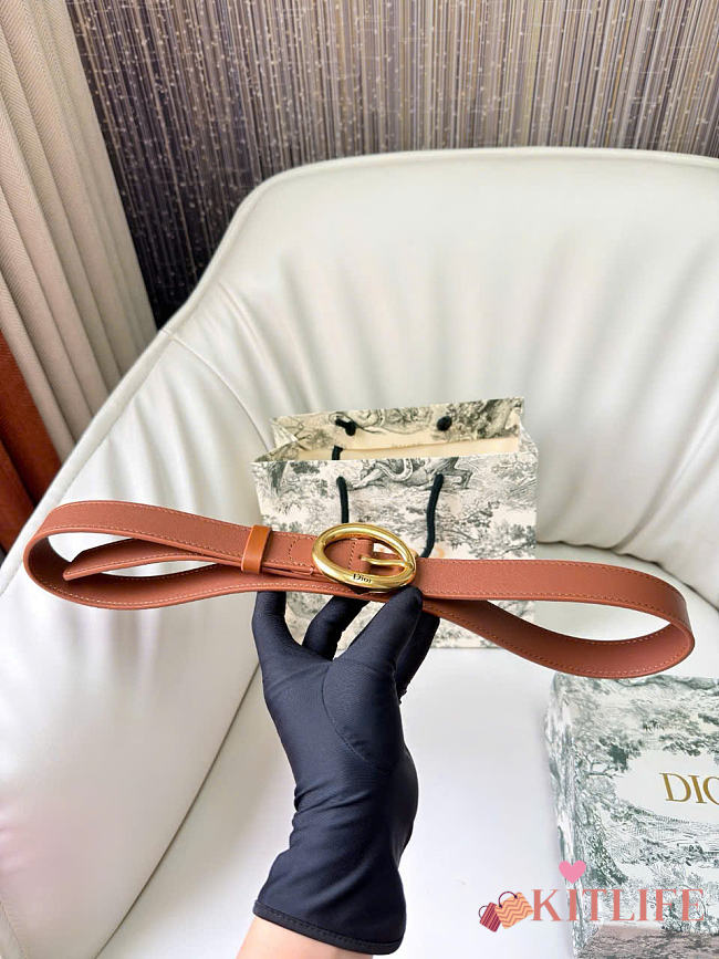 Kitlife Dior Légende Belt Brown Smooth Calfskin 25mm Gold Hardware  - 1