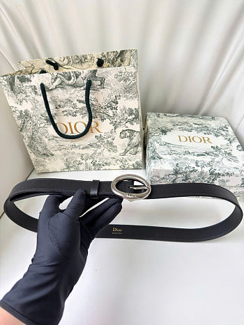 Kitlife Dior Légende Belt Black Smooth Calfskin 25mm Silver Hardware 