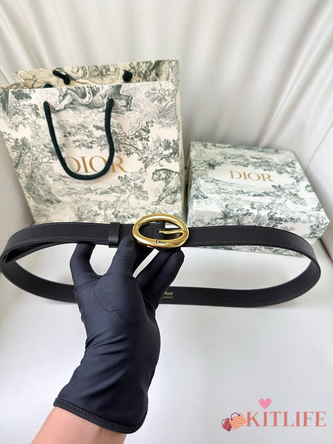 Kitlife Dior Légende Belt Black Smooth Calfskin 25mm Gold Hardware  - 1
