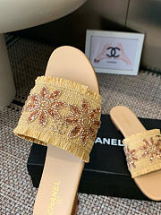 Kitlife Chanel 2026 Flower Embroidery Slippers Beige  - 4