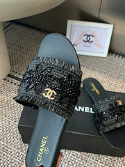 Kitlife Chanel 2026 Flower Embroidery Slippers Black - 4