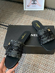 Kitlife Chanel 2026 Flower Embroidery Slippers Black - 3