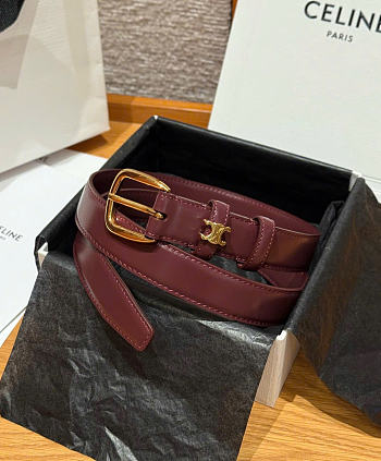 Kitlife Celine Vivienne Belt 25mm In Burgundy Taurillon Leather 