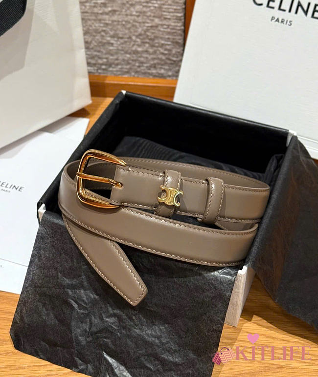 Kitlife Celine Vivienne Belt 25mm In Gray Taurillon Leather  - 1
