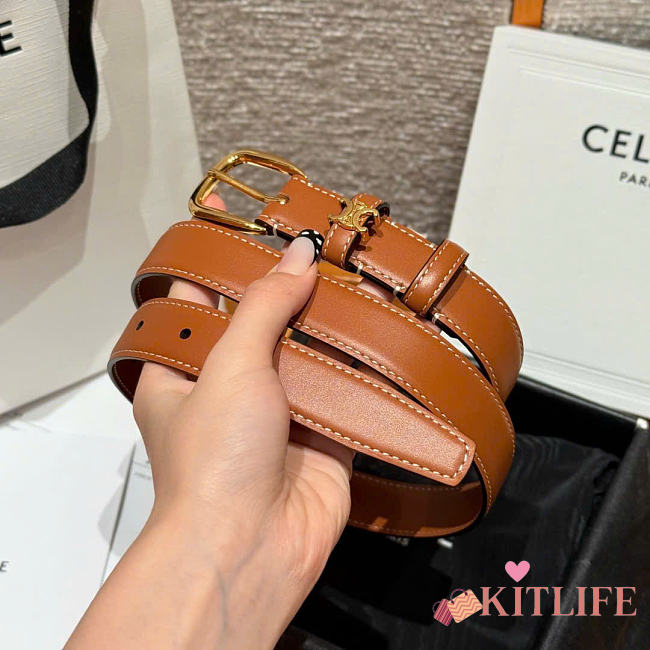 Kitlife Celine Vivienne Belt 25mm In Brown Taurillon Leather  - 1