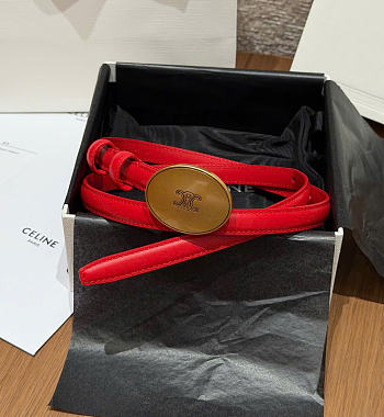 Kitlife Celine Thin Plate Belt 13mm In Red Taurillon Leather