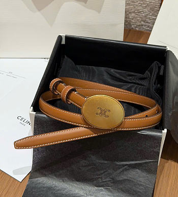 Kitlife Celine Thin Plate Belt 13mm In Brown Taurillon Leather 
