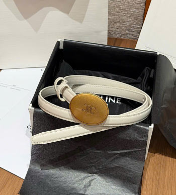 Kitlife Celine Thin Plate Belt 13mm In White Taurillon Leather 