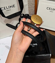 Kitlife Celine Thin Plate Belt 13mm In Black Taurillon Leather  - 2