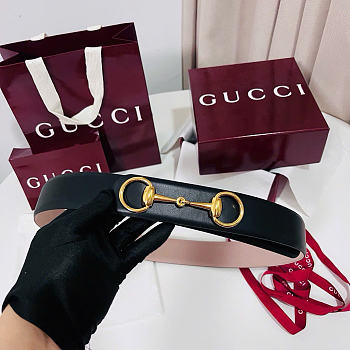 Kitlife Gucci Horsebit 1955 Belt Black With Gold Hardware 4cm Width 