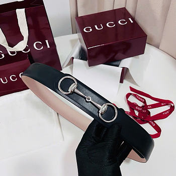 Kitlife Gucci Horsebit 1955 Belt Black With Silver Hardware 4cm Width