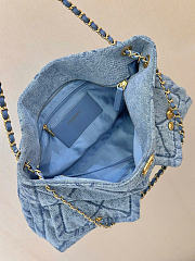 Kitlife Chanel Washed Denim Quilted Maxi Flap Bag Blue 38x26x11cm - 6