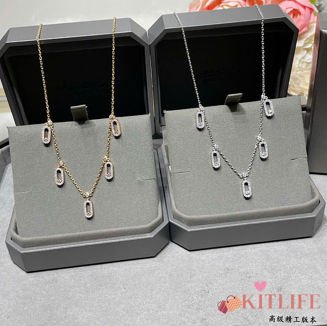 Kitlife Messika Five-diamond Moving Necklace In Gold / Silver - 1
