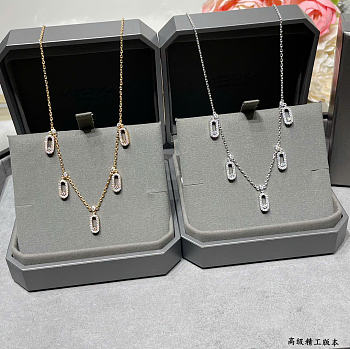 Kitlife Messika Five-diamond Moving Necklace In Gold / Silver