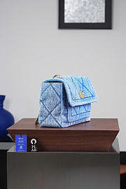 Kitlife Chanel Washed Denim Quilted Large Flap Bag Blue 29x17.5x9.5cm - 6