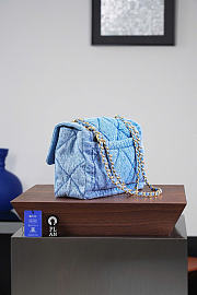 Kitlife Chanel Washed Denim Quilted Large Flap Bag Blue 29x17.5x9.5cm - 5