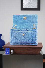 Kitlife Chanel Washed Denim Quilted Large Flap Bag Blue 29x17.5x9.5cm - 2