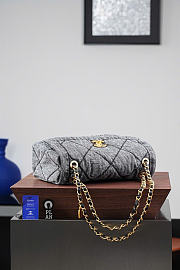 Kitlife Chanel Washed Denim Quilted Large Flap Bag Gray 29x17.5x9.5cm - 6