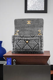 Kitlife Chanel Washed Denim Quilted Large Flap Bag Gray 29x17.5x9.5cm - 4