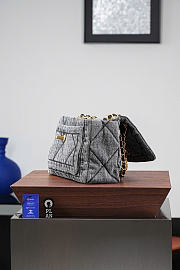 Kitlife Chanel Washed Denim Quilted Large Flap Bag Gray 29x17.5x9.5cm - 2