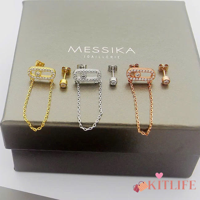 Kitlife Messika Move Uno and Diamond Earrings in Gols / Silver / Rose Gold - 1