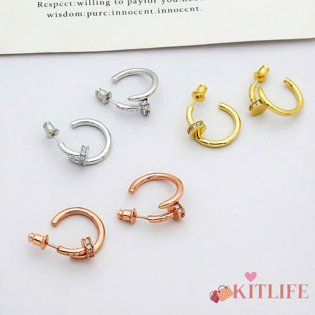 Kitlife Cartier Nail-shaped Stud Earrings In Gold / Silver / Rose Gold - 1
