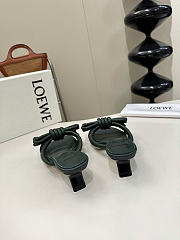 Kitlife Loewe Flamenco Knot Sandal In Green Lambskin  - 2