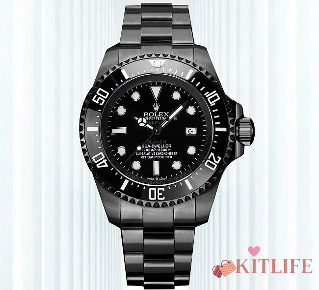 Kitlife Rolex Deepsea Blaken Watch Black 44mm - 1