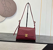 Kitlife Chanel 26K Handbag Burgundy Calfskin 22.5×14×8cm - 1