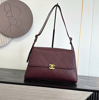 Kitlife Chanel 26K Handbag Burgundy Calfskin 32×20×10cm