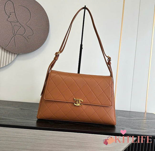 Kitlife Chanel 26K Handbag Brown Calfskin 32×20×10cm  - 1