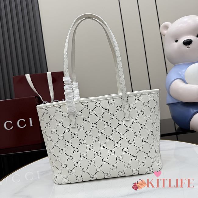 Kitlife Gucci Tribeca Small Tote Bag White Leather 875236 25x19x11.5cm  - 1