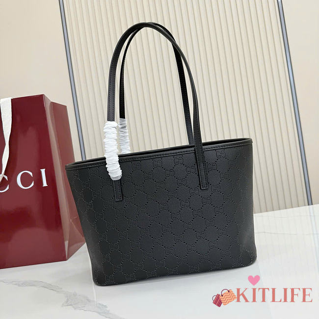 Kitlife Gucci Tribeca Small Tote Bag Black Leather 875236 25x19x11.5cm - 1