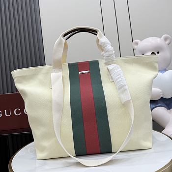 Kitlife Gucci Positano Medium Tote Bag Ivory Canvas ‎875929 36x35x21.5cm 